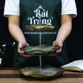 Khay đĩa sứ 3 tầng đựng mứt men hỏa biến BT-KM11