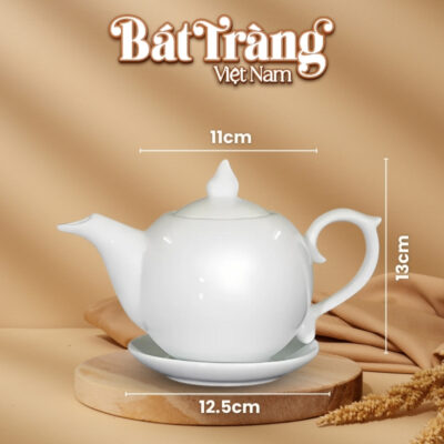Kích thước ấm chén sứ trắng dáng bưởi lửa