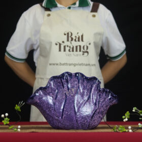 Lọ hoa "dáng lá sen" men hoả biến màu tím BT-LH09