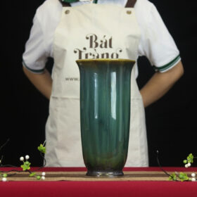 Lọ hoa "dáng ly cao" men hoả biến xanh ngọc BT-LH12
