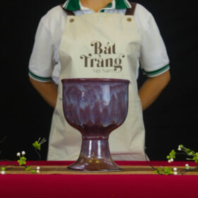 Lọ hoa "dáng ly rượu" men hoả biến tím loang BT-LH13