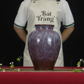 Lọ hoa "dáng thạp" men hoả biến tím loang BT-LH14