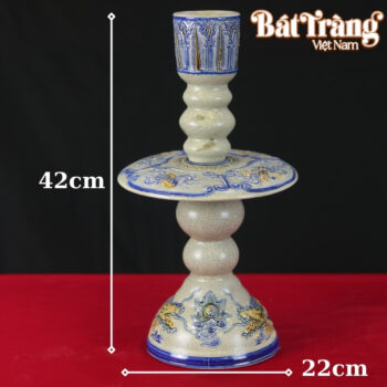Cây đèn thờ men rạn "họa tiết cuốn thư" BT - ĐT31