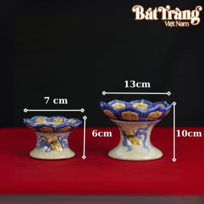 Chân nến thờ men rạn "họa tiết cuốn thư" BT - ĐT30