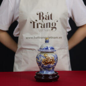 Chóe thờ men rạn họa tiết hoa sen BT - ĐT08