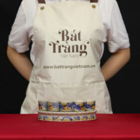 Kỷ cong thờ 5 ly nước men rạn "họa tiết cuốn thư" BT - ĐT27