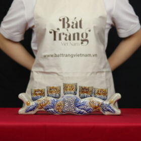 Kỷ ngai thờ 5 ly nước "hoạ tiết hoa sen" BT- ĐT09