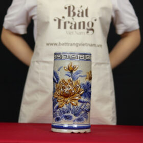 Ống hương thờ men rạn "họa tiết hoa sen" BT - ĐT25