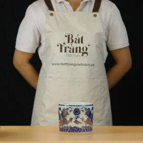 Bát hương thờ men lam họa tiết rồng vẽ vàng BT-ĐT69