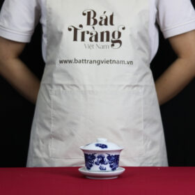 Bát sâm thờ gốm sứ Bát Tràng vẽ rồng men lam BT-ĐT35