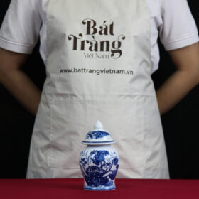 Chóe thờ men lam Bát Tràng họa tiết hoa sen BT-ĐT53