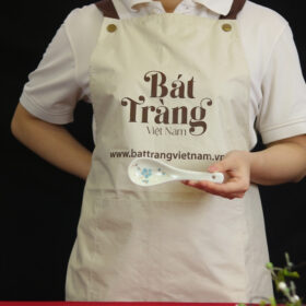 Thìa cơm men trắng Bát Tràng họa tiết đào xanh BĐ-13