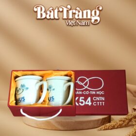 Bộ 2 Cốc Sứ Lipton In Logo Vẽ Hoa Sen Xanh 350ml BT-QT80