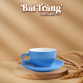 Cốc sứ cà phê Bát Tràng kèm đĩa 220ml BT-LS11