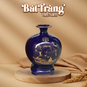 Bình hút lộc gốm sứ Bát Tràng in logo họa tiết thuận buồm xuôi gió BT-QT24