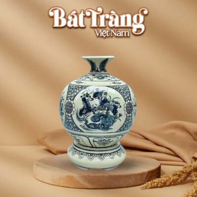 Bình hút lộc in logo men rạn hanh vàng họa tiết tứ cảnh BT-QT22