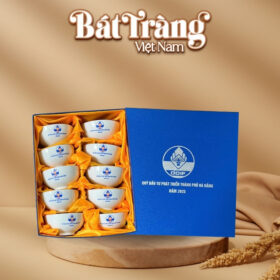 Bộ 10 bát cơm sứ trắng Bát Tràng quà tặng in logo BT-QT36