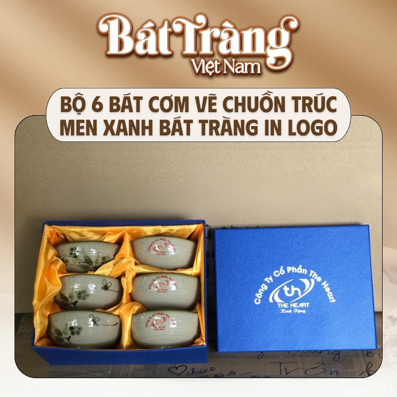 Bát Tràng Việt Nam hỗ trợ in logo lên bát và hộp đựng sản phẩm