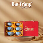 Bộ 6 bát cơm vẽ tay sen xanh gốm sứ Bát Tràng in logo BT-QT39