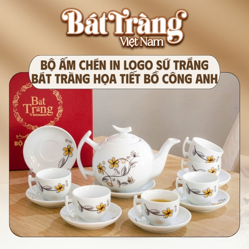 Bộ sản phẩm gồm 1 ấm trà, 6 chén và 7 đĩa lót