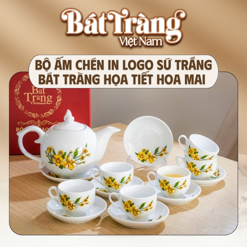 Bộ sản phẩm gồm 1 ấm, 6 chén và 7 đĩa lót