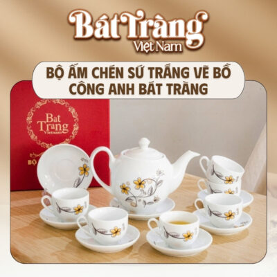 Bộ gồm 1 ấm, 6 chén, 7 đĩa lót đồng bộ và cân đối
