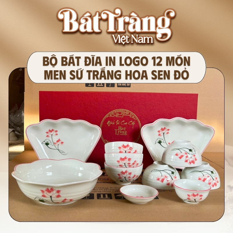 Bát Tràng Việt Nam cung cấp dịch vụ in logo lên bộ bát đĩa và hộp quà