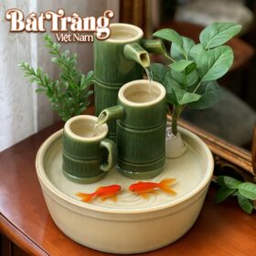 Bộ thác nước phong thủy cảnh trúc mini men hỏa biến BT-TN17