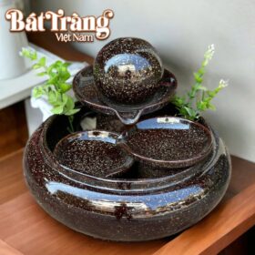Bộ thác nước phong thủy địa cầu nâu ánh kim sa BT-TN07