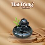Bộ thác nước phong thủy mini địa cầu men hỏa biến đen BT-TN8
