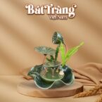 Bộ thác nước phong thủy sen đồng men hỏa biến xanh mạ BT-TN2