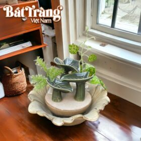 Bộ thác nước phong thủy trang trí tiểu cảnh lá khoai BT-TN06