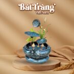Bộ thác nước phong thủy trang trí tiểu cảnh sen đắp nhỏ xanh BT-TN9