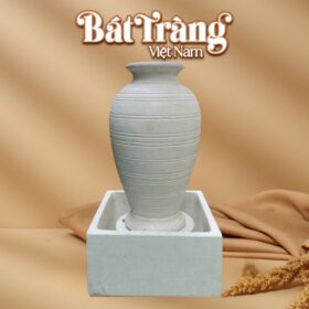 Chum nước men trắng khắc sọc ngang viền tròn BT-LN10