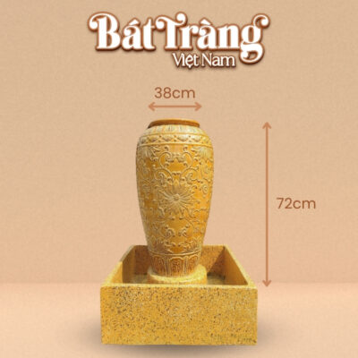 Kích thước chum nước men vàng khắc tân cổ điển vàng viền tròn BT-LN09
