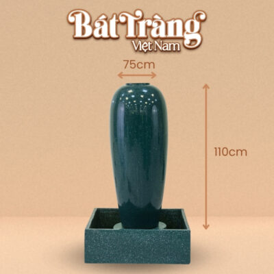 Kích thước chum nước men xanh rêu vân đá viền tròn BT-LN04