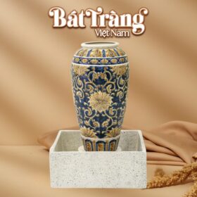 Chum nước men xanh vàng khắc tân cổ điển viền tròn BT-LN03