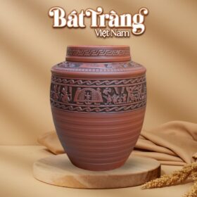 Chum sành ngâm rượu họa tiết trống đồng Đông Sơn BT-CR02