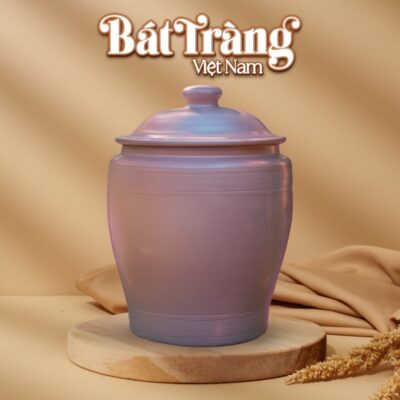 Hũ đựng gạo trơn gốm sành Bát Tràng BT-HG03