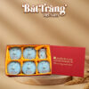 Khay mứt gốm sứ Bát Tràng in logo men xanh hoa mai trắng BT-QT63