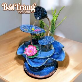 Thác nước phong thủy đài sen men hỏa biến xanh BT-TN16