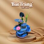 Thác nước phong thủy đài sen men hỏa biến xanh BT-TN16