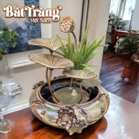 Thác nước phong thủy dáng hoa sen đắp đại vàng nâu BT-TN13