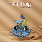 Thác nước phong thủy dáng hoa sen đắp vừa men hỏa biến xanh BT-TN11