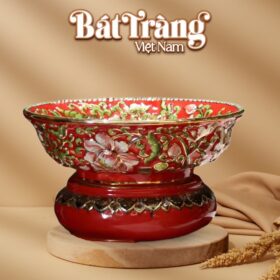Bát nước thả hoa Bát Tràng màu đỏ vẽ Xích Đơn Vinh Hoa BT-BNTH08