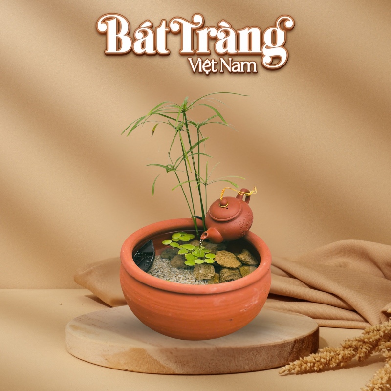 Bộ thác nước thủy sinh ang tròn trang trí tiểu cảnh ấm trà BT-TN18