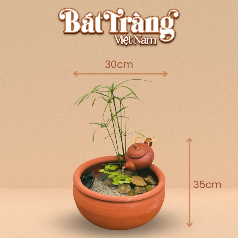 Sản phẩm có đường kính miệng 35cm và chiều cao tổng 30cm