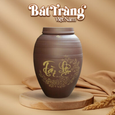 Chum sành ngâm rượu Bát Tràng họa tiết Tài Lộc BT-CR05