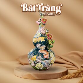 Hồ lô gốm sứ Bát Tràng Cửu Ngư Vạn Phúc xanh ngọc lục bảo BT-HL14