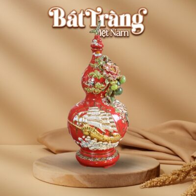 Hồ lô gốm sứ Bát Tràng màu đỏ Thuận Buồm Hoàng Kim BT-HL08